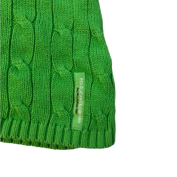 Bright Green Ralph Lauren Cable Knit Sweater Size L - Picture 3 of 3